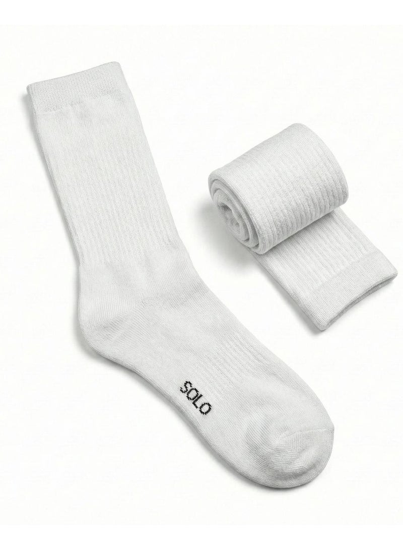 Solo Pack of 2 Cushioned Full Towel Cotton Socks - White - Image 2